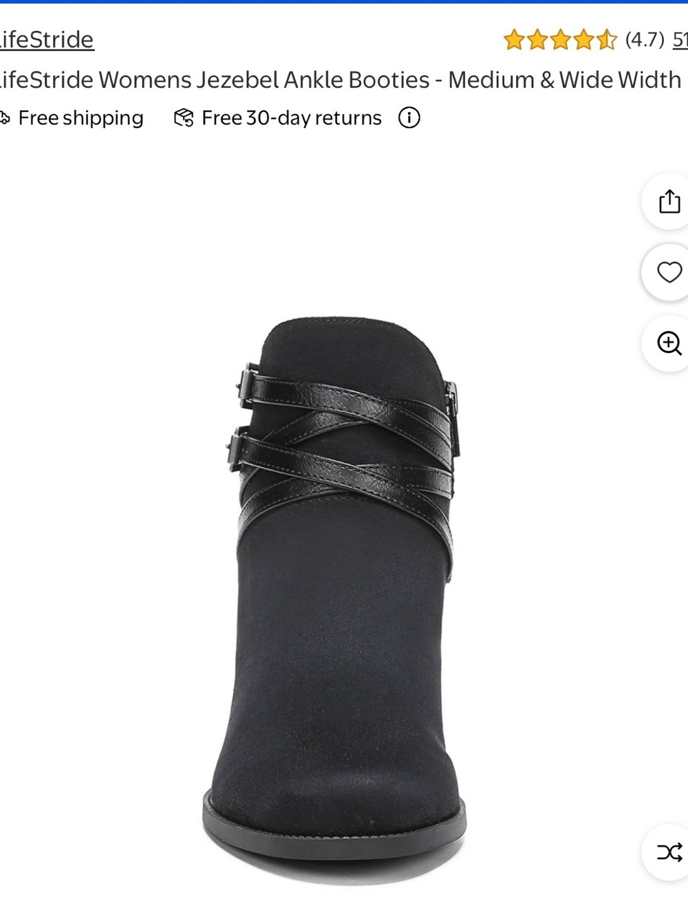 LifeStride Black Jezebel Strappy Ankle Booties WORN ONCE *Comfort Memory Foam - Picture 3 of 14